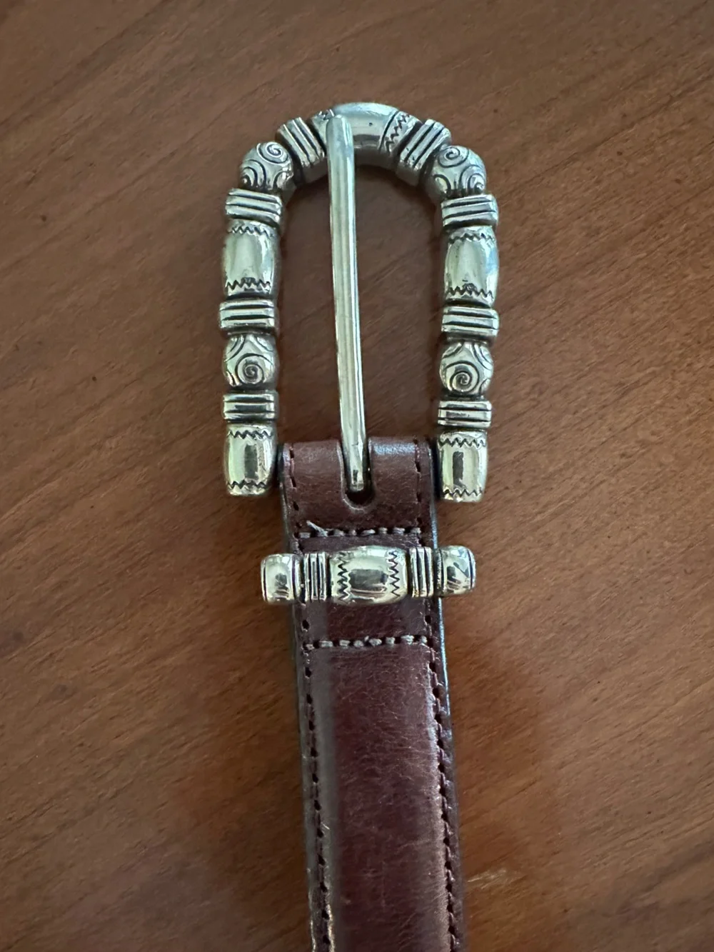 Brighton Genuine Leather Hair-On Hide Patchwork Belt Western Boho Brown Sz M 30